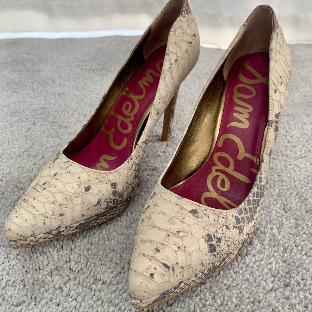 Sam Edelman Celia Leather Snakeskin Pumps